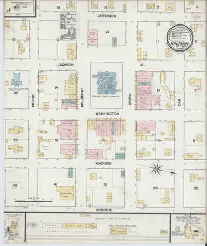 Sanborn Fire Insurance Map from Kaufman, Kaufman County, Texas (1889), Sheet #0001 - Historic Sanborn Fire Insurance Map Print, vintage old map wall art, antique decor, genealogy gift, Texas Texas map
