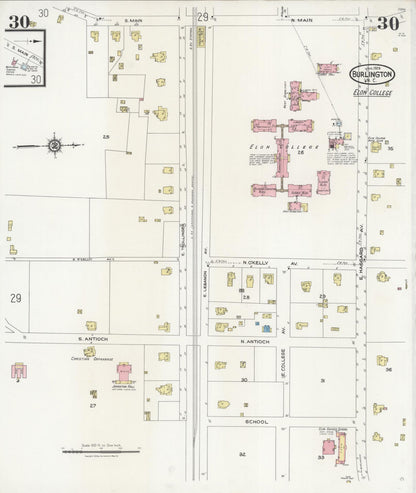 Sanborn Fire Insurance Map from Burlington, Alamance County, North Carolina (1929), Sheet #0030 - Complete Map Set gallery image, historic Sanborn map, vintage wall art, North Carolina North Carolina
