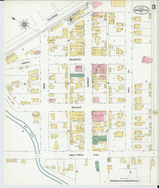 Sanborn Fire Insurance Map from Brookville, Montgomery County, Ohio (1901), Sheet #0003 - Historic Sanborn Fire Insurance Map Print, vintage old map wall art, antique decor, genealogy gift, Ohio Ohio map