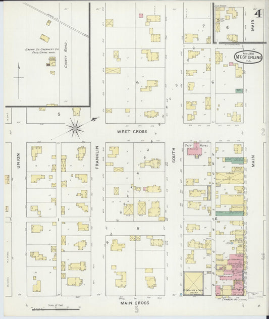 Sanborn Fire Insurance Map from Mount Sterling, Brown County, Illinois (1894), Sheet #0004 - Historic Sanborn Fire Insurance Map Print, vintage old map wall art, antique decor, genealogy gift, Illinois Illinois map