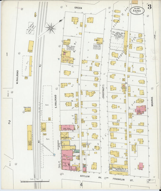 Sanborn Fire Insurance Map from Anna, Union County, Illinois (1900), Sheet #0003 - Historic Sanborn Fire Insurance Map Print, vintage old map wall art, antique decor, genealogy gift, Illinois Illinois map