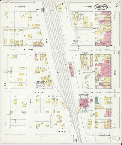 Sanborn Fire Insurance Map from Sleepy Eye, Brown County, Minnesota (1909), Sheet #0003 - Complete Map Set gallery image, historic Sanborn map, vintage wall art, Minnesota Minnesota