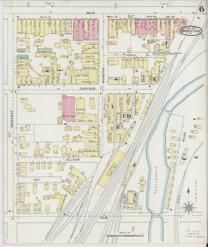 Sanborn Fire Insurance Map from Bradford, McKean County, Pennsylvania (1895), Sheet #0006 - Complete Map Set gallery image, historic Sanborn map, vintage wall art, Pennsylvania Pennsylvania