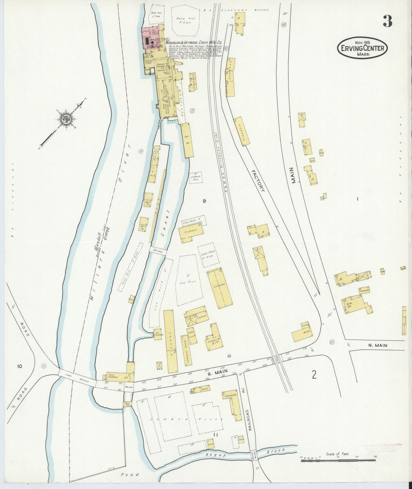 Sanborn Fire Insurance Map from Erving Center, Franklin County, Massachusetts (1915), Sheet #0003 - Complete Map Set gallery image, historic Sanborn map, vintage wall art, Massachusetts Massachusetts