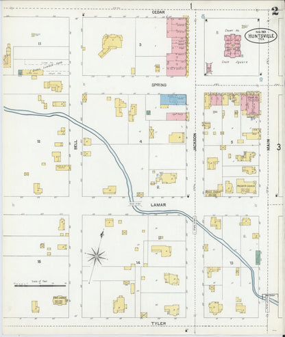 Sanborn Fire Insurance Map from Huntsville, Walker County, Texas (1901), Sheet #0002 - Complete Map Set gallery image, historic Sanborn map, vintage wall art, Texas Texas