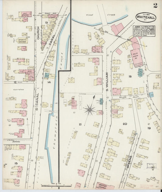 Sanborn Fire Insurance Map from Whitehall, Washington County, New York (1884), Sheet #0002 - Historic Sanborn Fire Insurance Map Print, vintage old map wall art, antique decor, genealogy gift, New York New York map