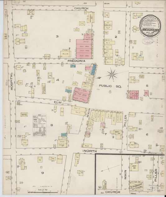 Sanborn Fire Insurance Map from Nacogdoches, Nacogdoches County, Texas (1885), Sheet #0001 - Historic Sanborn Fire Insurance Map Print, vintage old map wall art, antique decor, genealogy gift, Texas Texas map