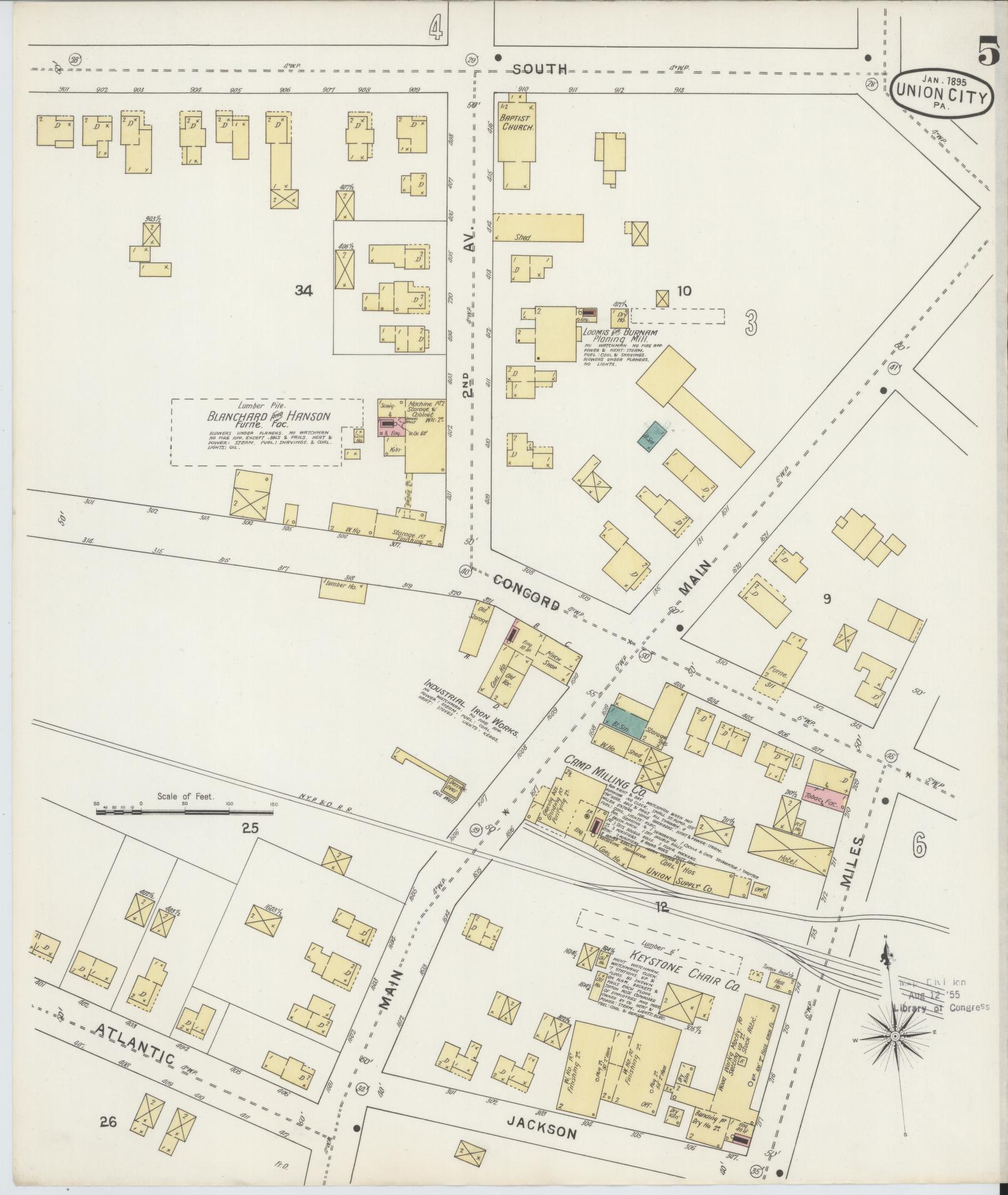 Sanborn Fire Insurance Map from Union City, Erie County, Pennsylvania (1895), Sheet #0005 - Complete Map Set gallery image, historic Sanborn map, vintage wall art, Pennsylvania Pennsylvania