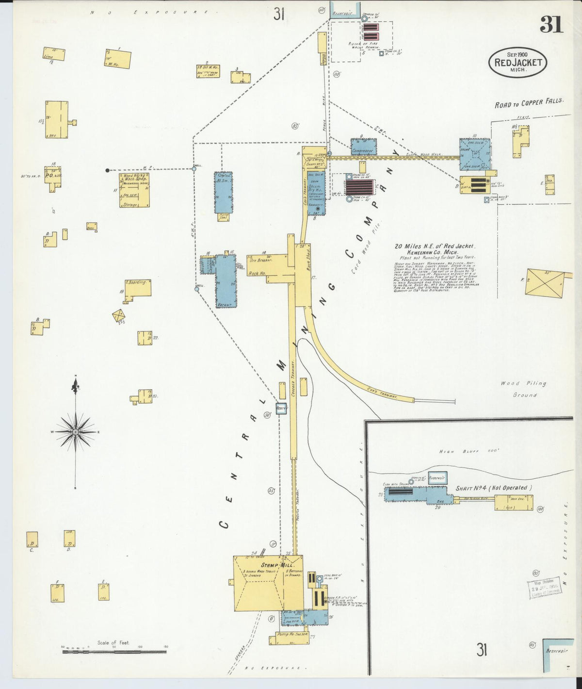 Sanborn Fire Insurance Map from Red Jacket, Houghton County, Michigan (1900), Sheet #0031 - Historic Sanborn Fire Insurance Map Print, vintage old map wall art, antique decor, genealogy gift, Michigan Michigan map