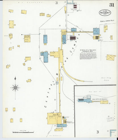 Sanborn Fire Insurance Map from Red Jacket, Houghton County, Michigan (1900), Sheet #0031 - Historic Sanborn Fire Insurance Map Print, vintage old map wall art, antique decor, genealogy gift, Michigan Michigan map