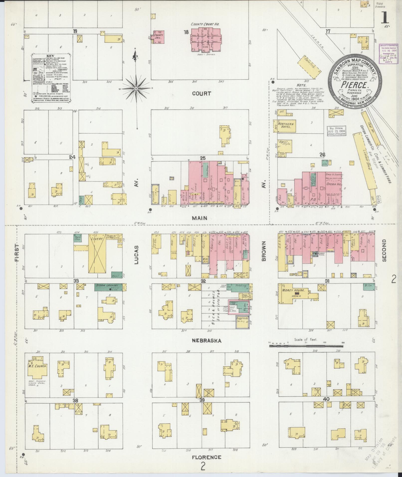 Sanborn Fire Insurance Map from Pierce, Pierce County, Nebraska. (1904) – Historic Sanborn Fire Insurance Map Print
