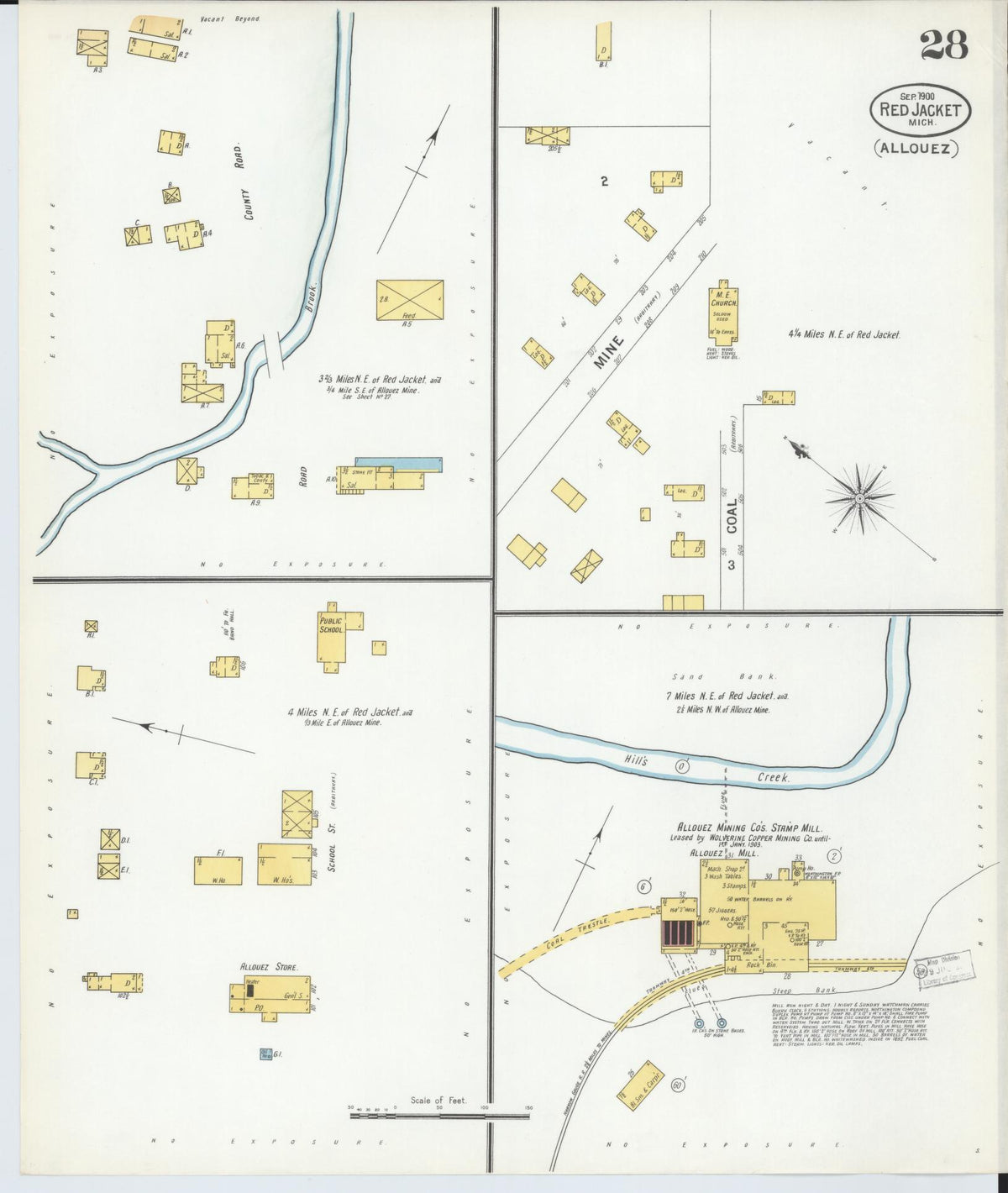 Sanborn Fire Insurance Map from Red Jacket, Houghton County, Michigan (1900), Sheet #0028 - Historic Sanborn Fire Insurance Map Print, vintage old map wall art, antique decor, genealogy gift, Michigan Michigan map