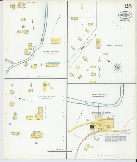 Sanborn Fire Insurance Map from Red Jacket, Houghton County, Michigan (1900), Sheet #0028 - Historic Sanborn Fire Insurance Map Print, vintage old map wall art, antique decor, genealogy gift, Michigan Michigan map