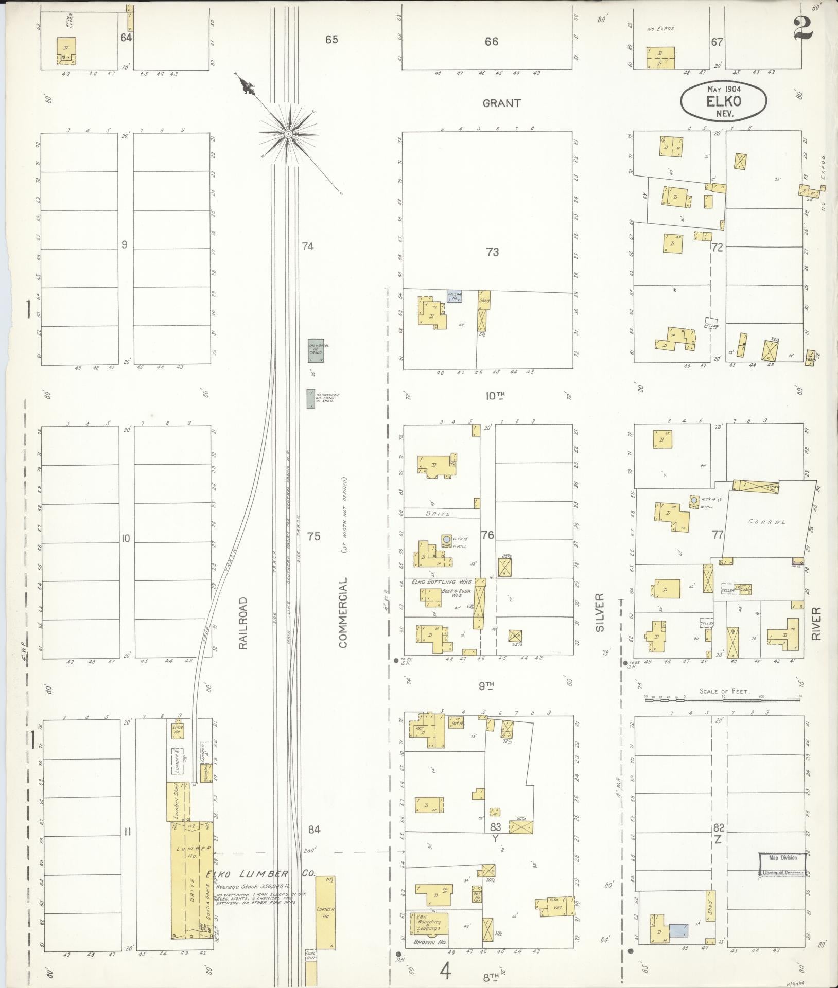 Sanborn Fire Insurance Map from Elko, Elko County, Nevada (1904), Sheet #0002 - Complete Map Set gallery image, historic Sanborn map, vintage wall art, Nevada Nevada