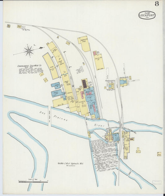 Sanborn Fire Insurance Map from Lockport, Will County, Illinois (1897), Sheet #0008 - Historic Sanborn Fire Insurance Map Print, vintage old map wall art, antique decor, genealogy gift, Illinois Illinois map