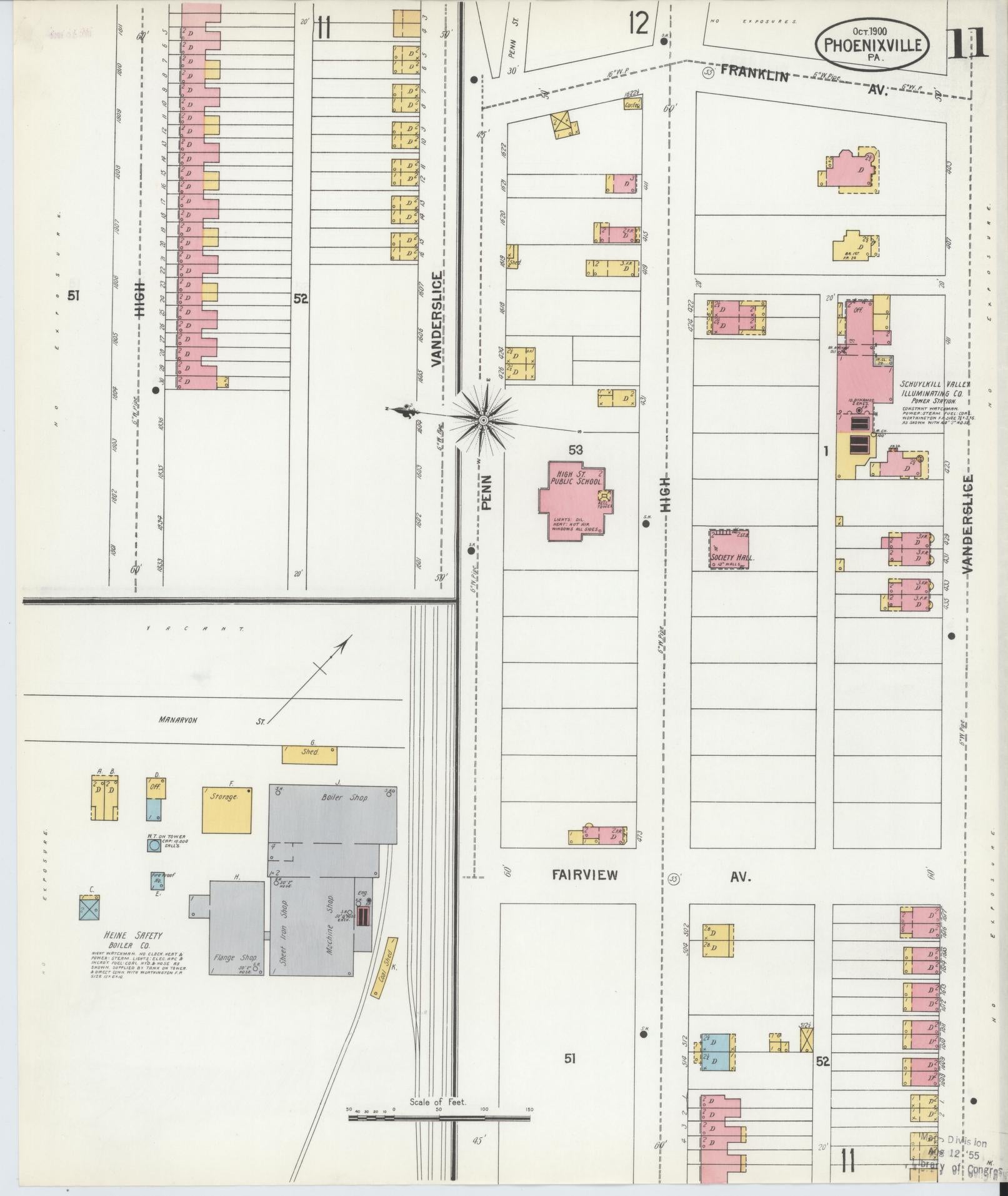 Sanborn Fire Insurance Map from Phoenixville, Chester County, Pennsylvania (1900), Sheet #0011 - Complete Map Set gallery image, historic Sanborn map, vintage wall art, Pennsylvania Pennsylvania