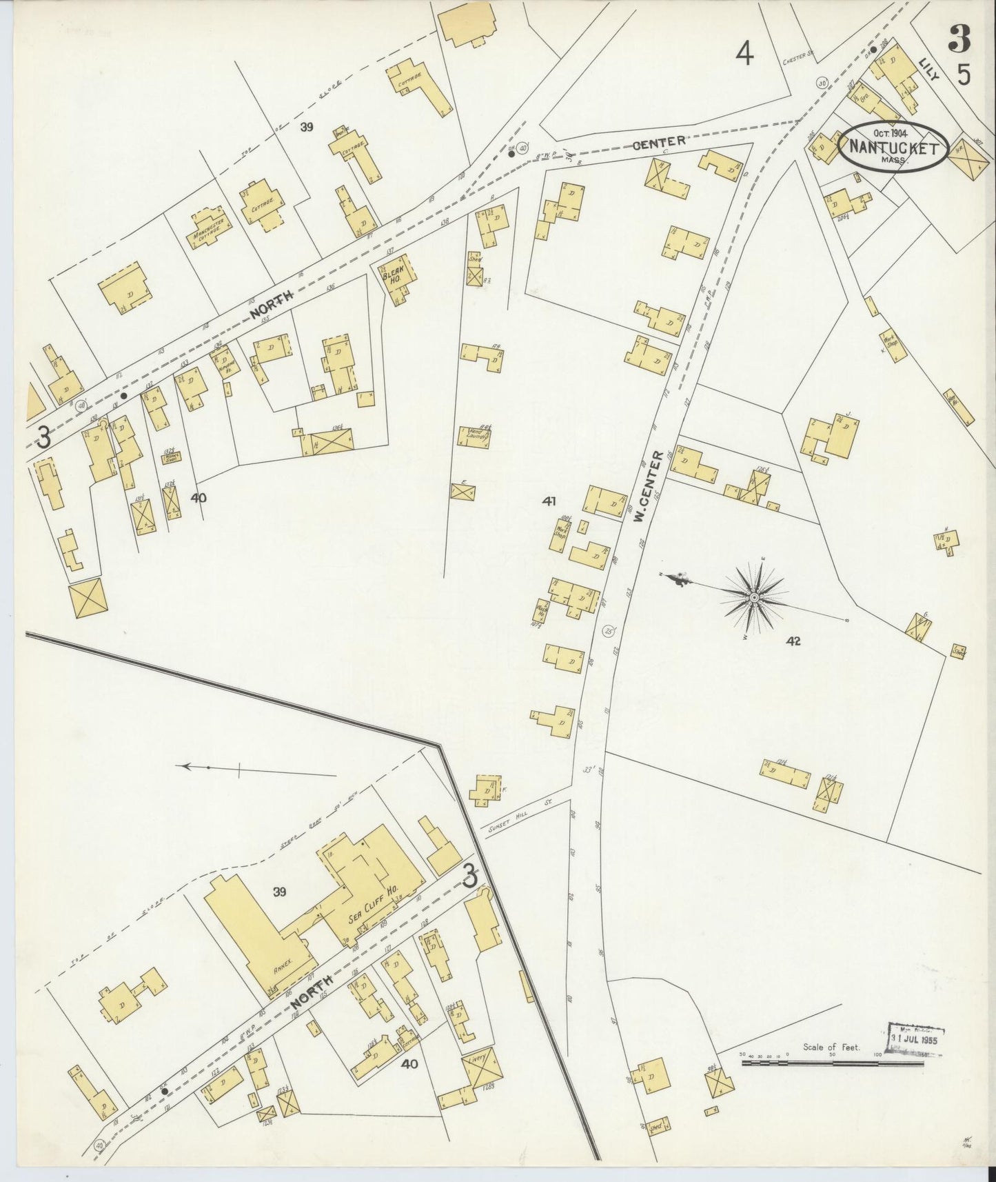 Sanborn Fire Insurance Map from Nantucket, Nantucket County, Massachusetts (1904), Sheet #0003 - Complete Map Set gallery image, historic Sanborn map, vintage wall art, Massachusetts Massachusetts