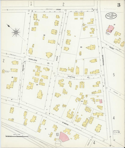 Sanborn Fire Insurance Map from Palmer, Hampden County, Massachusetts (1906), Sheet #0003 - Complete Map Set gallery image, historic Sanborn map, vintage wall art, Massachusetts Massachusetts