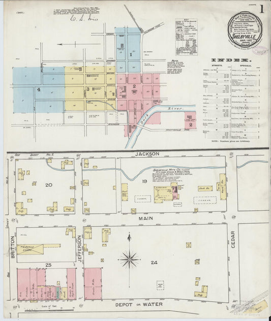 Sanborn Fire Insurance Map from Shelbyville, Bedford County, Tennessee (1887), Sheet #0001 - Complete Map Set gallery image, historic Sanborn map, vintage wall art, Tennessee Tennessee