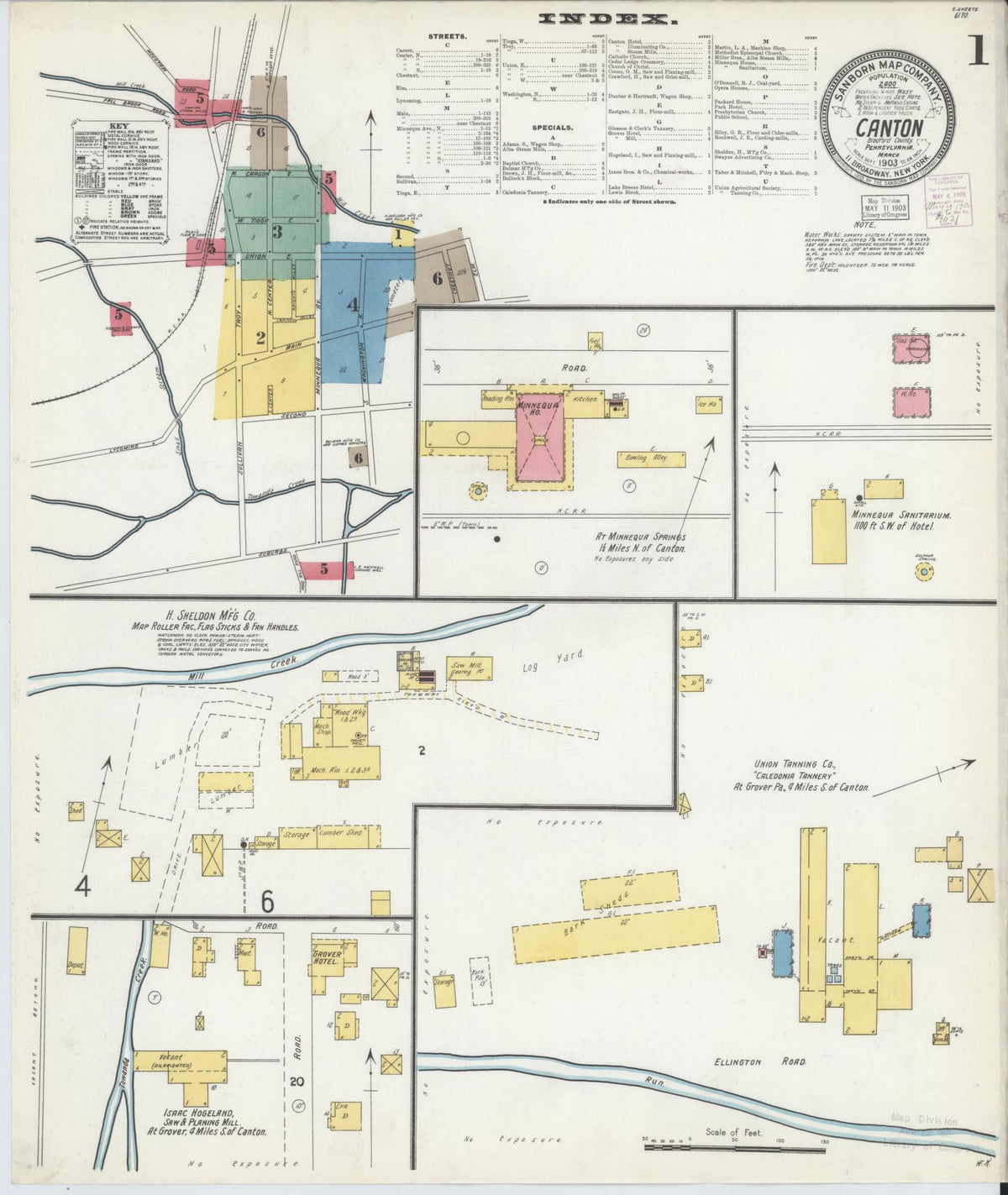 Sanborn Fire Insurance Map from Canton, Bradford County, Pennsylvania (1903), Sheet #0001 - Complete Map Set gallery image, historic Sanborn map, vintage wall art, Pennsylvania Pennsylvania