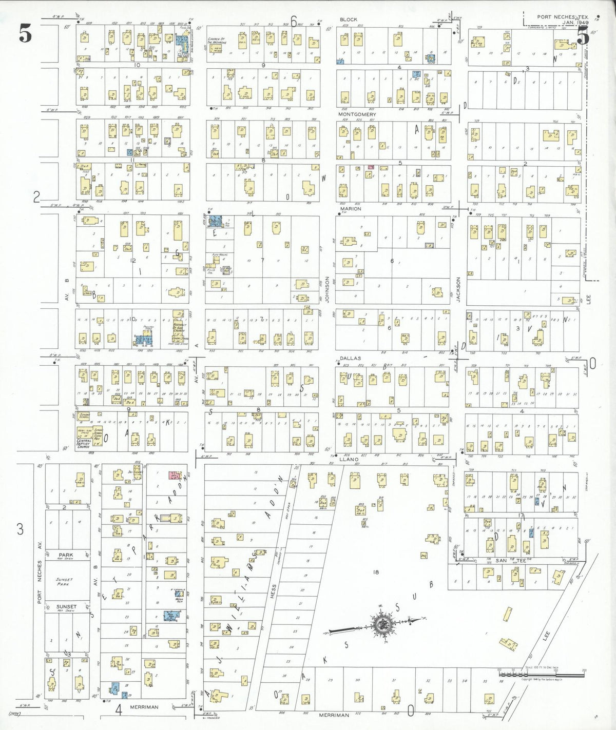 Sanborn Fire Insurance Map from Port Neches, Jefferson County, Texas (1949), Sheet #0005 - Complete Map Set gallery image, historic Sanborn map, vintage wall art, Texas Texas