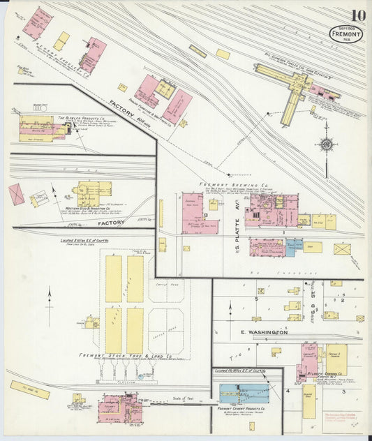 Sanborn Fire Insurance Map from Fremont, Dodge County, Nebraska (1909), Sheet #0010 - Historic Sanborn Fire Insurance Map Print, vintage old map wall art, antique decor, genealogy gift, Nebraska Nebraska map