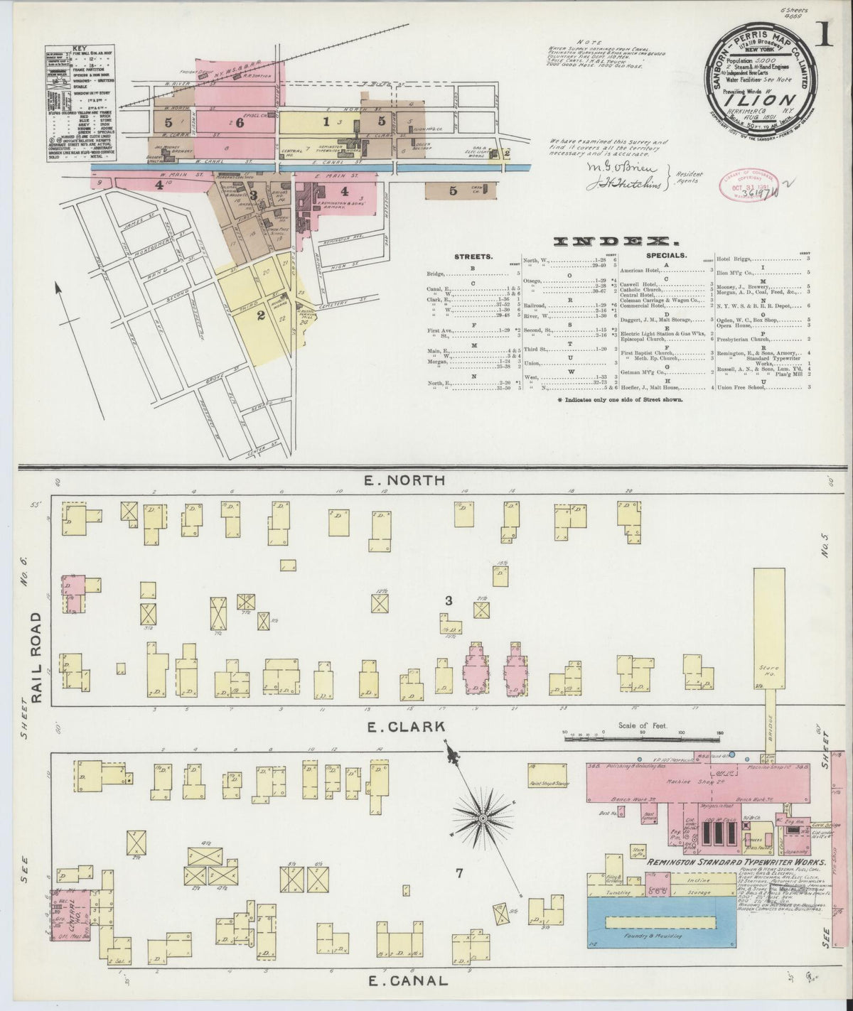 Sanborn Fire Insurance Map from Ilion, Herkimer County, New York (1891), Sheet #0001 - Complete Map Set gallery image, historic Sanborn map, vintage wall art, New York New York