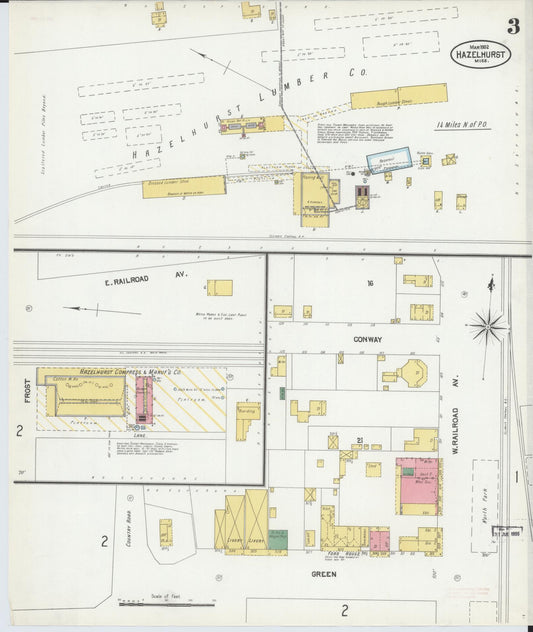 Sanborn Fire Insurance Map from Hazlehurst, Copiah County, Mississippi (1902), Sheet #0003 - Historic Sanborn Fire Insurance Map Print, vintage old map wall art, antique decor, genealogy gift, Mississippi Mississippi map