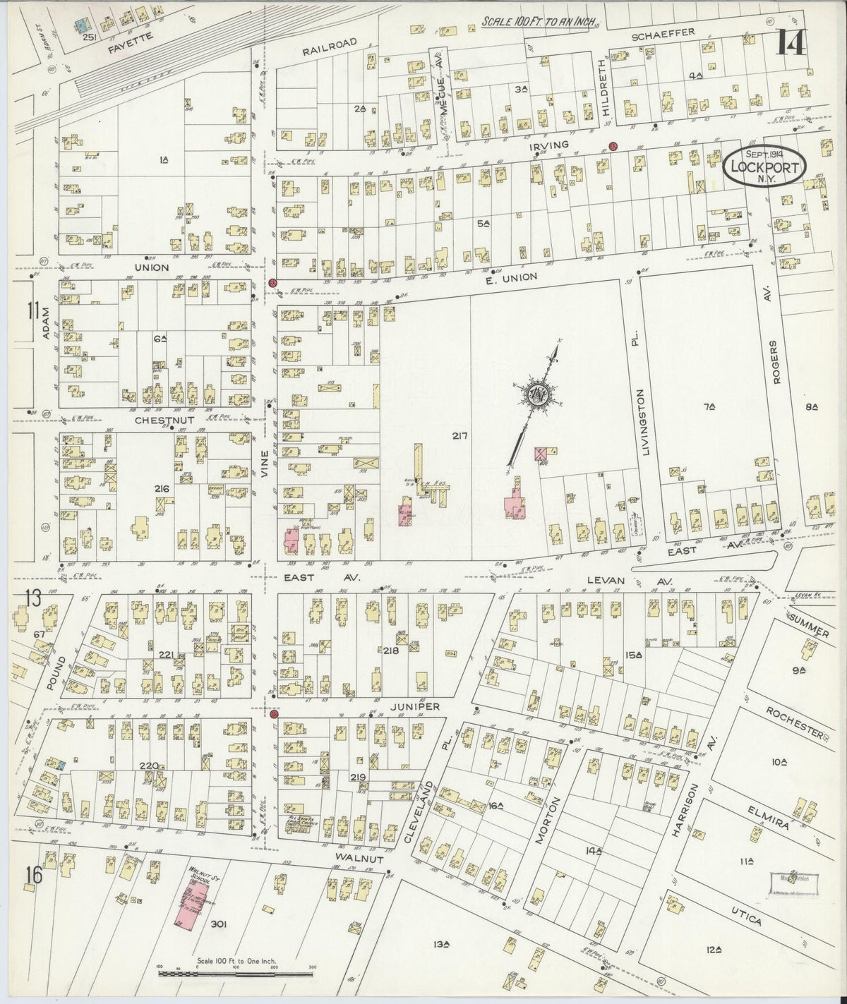Sanborn Fire Insurance Map from Lockport, Niagara County, New York (1914), Sheet #0014 - Complete Map Set gallery image, historic Sanborn map, vintage wall art, New York New York