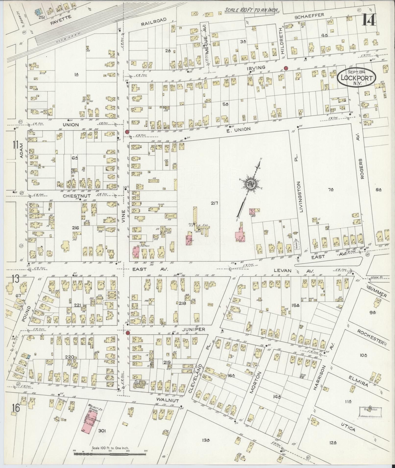 Sanborn Fire Insurance Map from Lockport, Niagara County, New York (1914), Sheet #0014 - Complete Map Set gallery image, historic Sanborn map, vintage wall art, New York New York