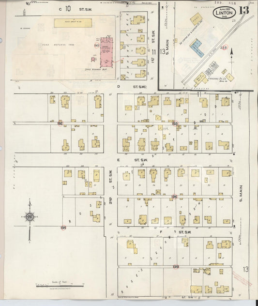 Sanborn Fire Insurance Map from Linton, Greene County, Indiana (1948), Sheet #0013 - Historic Sanborn Fire Insurance Map Print, vintage old map wall art, antique decor, genealogy gift, Indiana Indiana map
