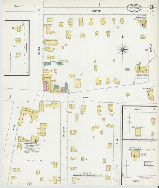 Sanborn Fire Insurance Map from Sodus, Wayne County, New York (1899), Sheet #0003 - Historic Sanborn Fire Insurance Map Print, vintage old map wall art, antique decor, genealogy gift, New York New York map