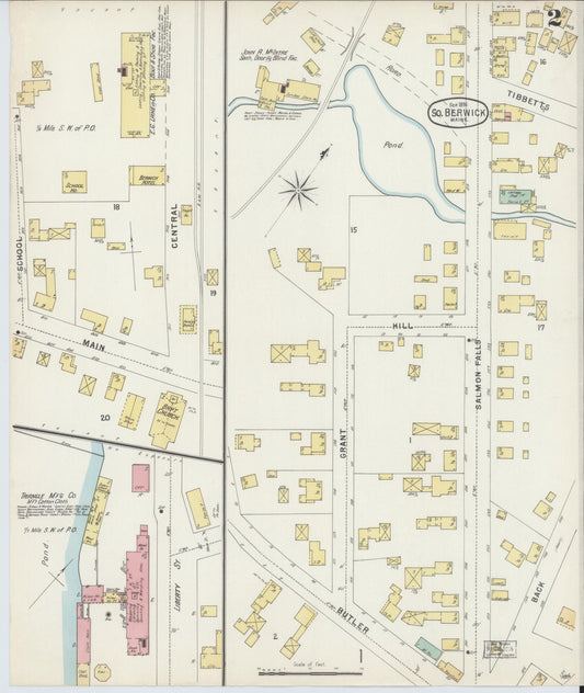 Sanborn Fire Insurance Map from South Berwick, York County, Maine (1896), Sheet #0002 - Historic Sanborn Fire Insurance Map Print, vintage old map wall art, antique decor, genealogy gift, Maine Maine map