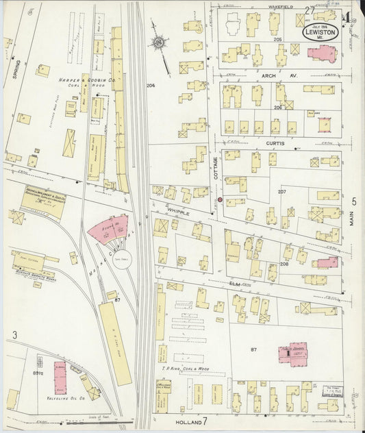 Sanborn Fire Insurance Map from Lewiston, Androscoggin County, Maine (1914), Sheet #0004 - Historic Sanborn Fire Insurance Map Print, vintage old map wall art, antique decor, genealogy gift, Maine Maine map