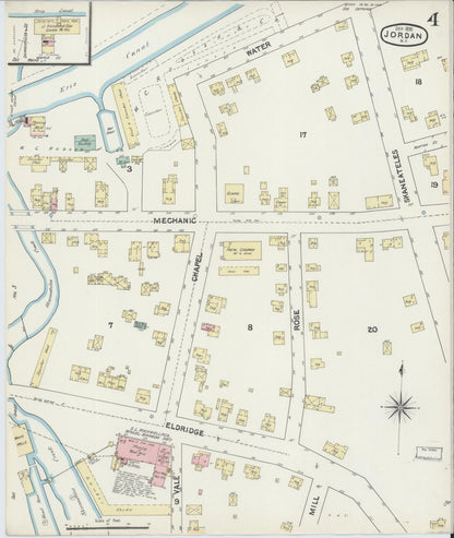 Sanborn Fire Insurance Map from Jordan, Onondaga County, New York (1890), Sheet #0004 - Historic Sanborn Fire Insurance Map Print, vintage old map wall art, antique decor, genealogy gift, New York New York map