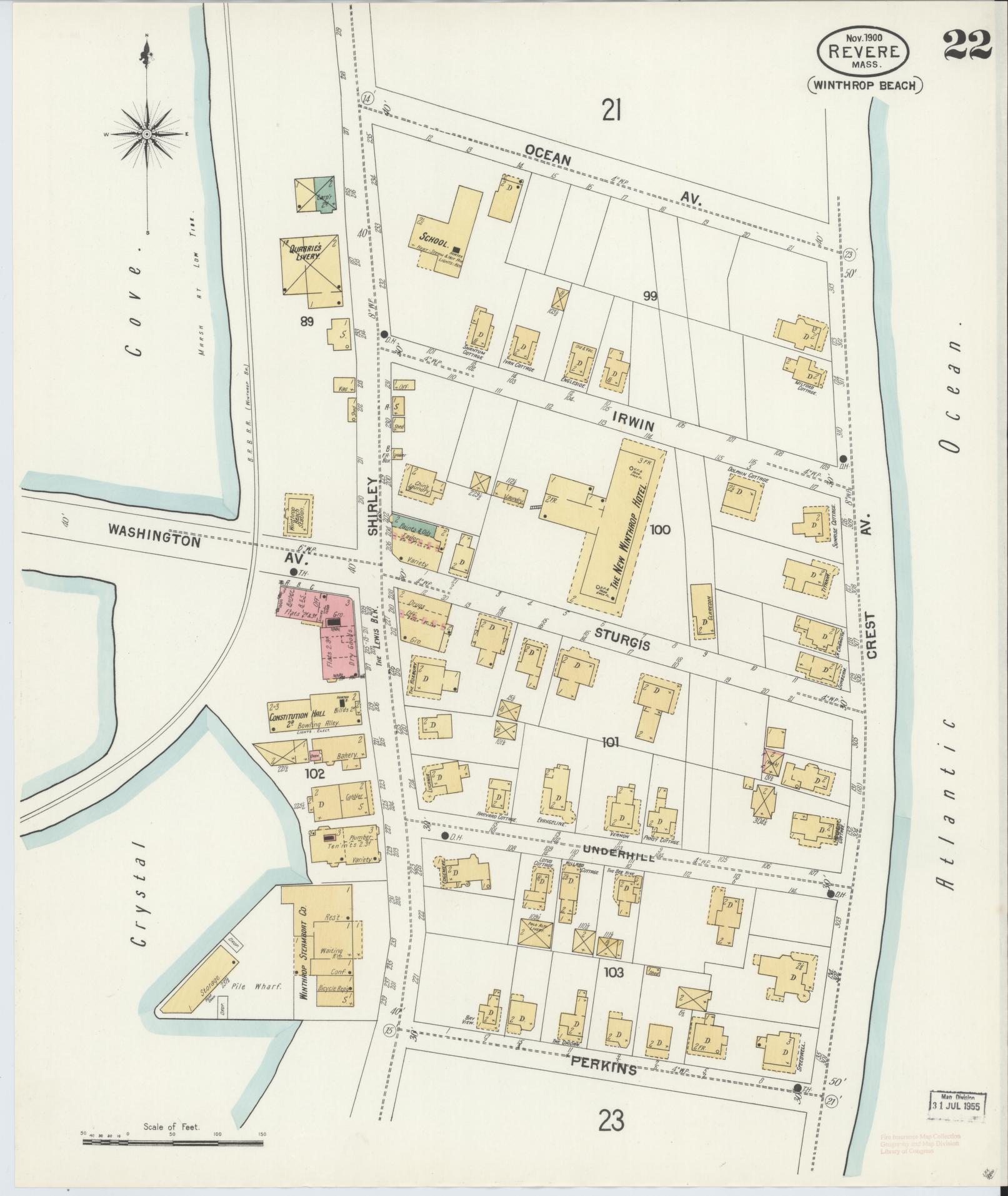 Sanborn Fire Insurance Map from Revere, Suffolk County, Massachusetts (1900), Sheet #0022 - Complete Map Set gallery image, historic Sanborn map, vintage wall art, Massachusetts Massachusetts