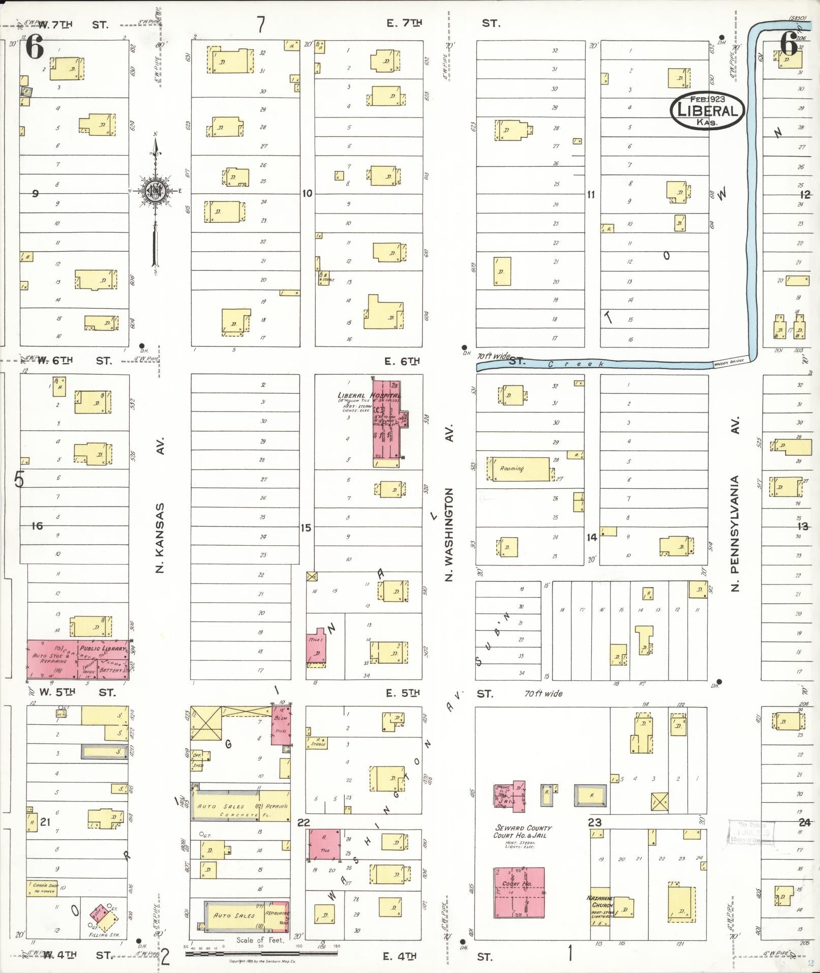 Sanborn Fire Insurance Map from Liberal, Seward County, Kansas (1923), Sheet #0006 - Complete Map Set gallery image, historic Sanborn map, vintage wall art, Kansas Kansas