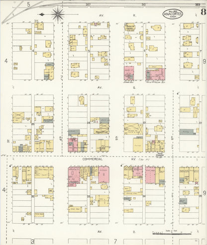 Sanborn Fire Insurance Map from Anacortes, Skagit County, Washington (1907), Sheet #0008 - Complete Map Set gallery image, historic Sanborn map, vintage wall art, Washington Washington