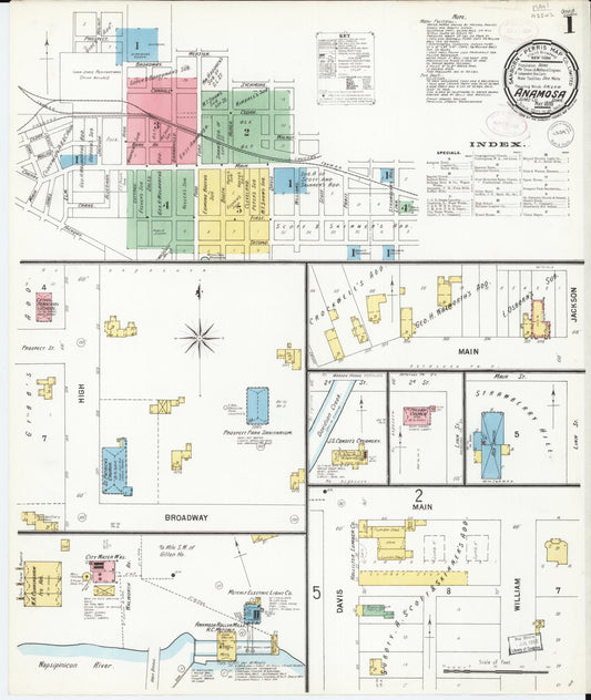 Sanborn Fire Insurance Map from Anamosa, Jones County, Iowa (1899), Sheet #0001 - Historic Sanborn Fire Insurance Map Print