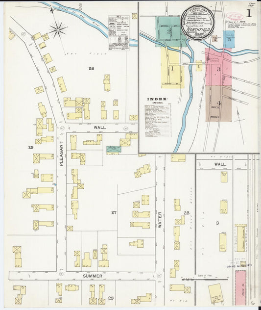 Sanborn Fire Insurance Map from Northfield, Washington County, Vermont (1892), Sheet #0001 - Complete Map Set gallery image, historic Sanborn map, vintage wall art, Vermont Vermont