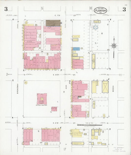Sanborn Fire Insurance Map from Plainview, Hale County, Texas (1927), Sheet #0003 - Historic Sanborn Fire Insurance Map Print, vintage old map wall art, antique decor, genealogy gift, Texas Texas map