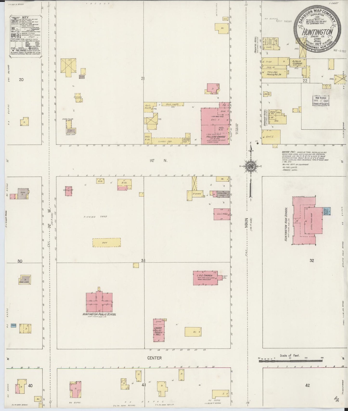 Sanborn Fire Insurance Map from Huntington, Emery County, Utah. (1917) – Historic Sanborn Fire Insurance Map Print