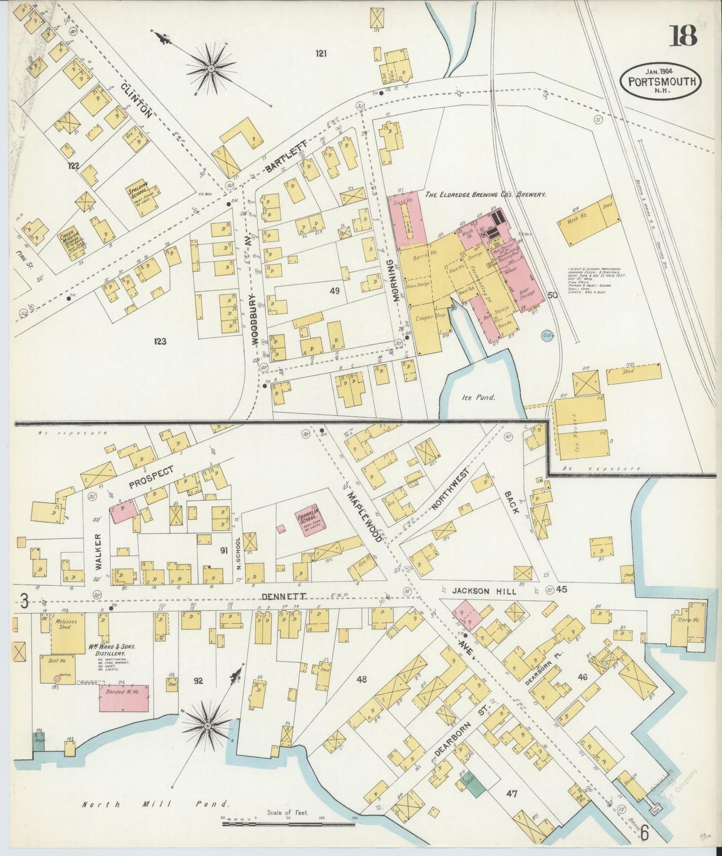 Sanborn Fire Insurance Map from Portsmouth, Rockingham County, New Hampshire (1904), Sheet #0018 - Complete Map Set gallery image, historic Sanborn map, vintage wall art, New Hampshire New Hampshire