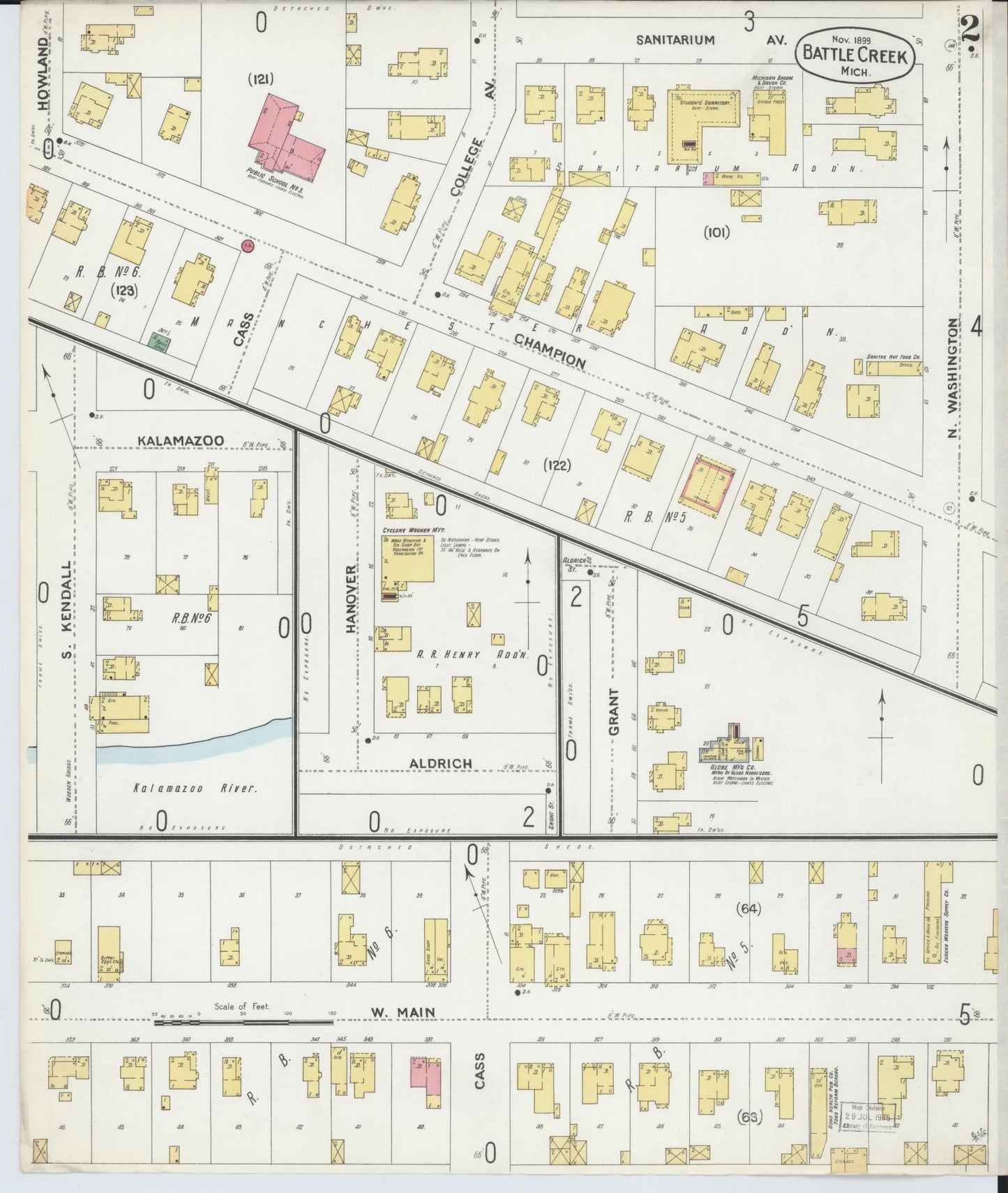 Sanborn Fire Insurance Map from Battle Creek, Calhoun County, Michigan (1899), Sheet #0002 - Complete Map Set gallery image, historic Sanborn map, vintage wall art, Michigan Michigan