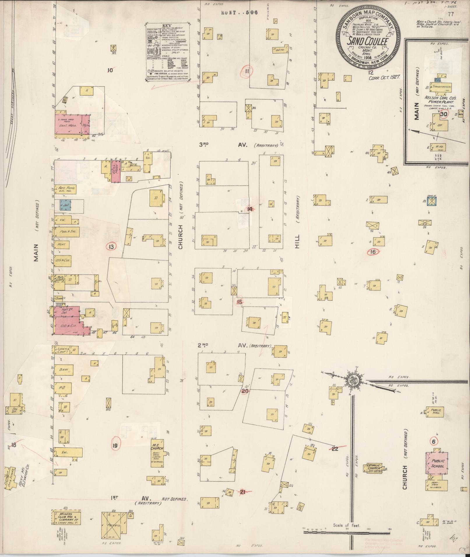 Sanborn Fire Insurance Map from Sand Coulee, Cascade County, Montana (1927), Sheet #0001 - Historic Sanborn Fire Insurance Map Print, vintage old map wall art, antique decor, genealogy gift, Montana Montana map