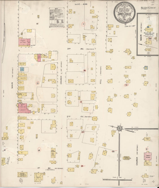 Sanborn Fire Insurance Map from Sand Coulee, Cascade County, Montana (1927), Sheet #0001 - Historic Sanborn Fire Insurance Map Print, vintage old map wall art, antique decor, genealogy gift, Montana Montana map
