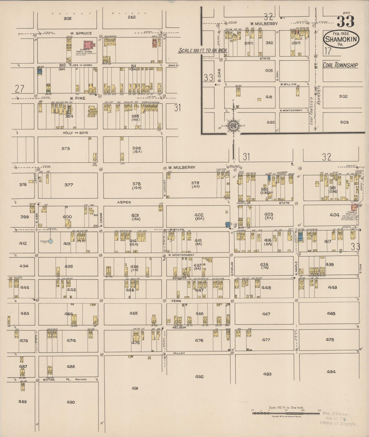Sanborn Fire Insurance Map from Shamokin, Northumberland County, Pennsylvania (1922), Sheet #0033 - Complete Map Set gallery image, historic Sanborn map, vintage wall art, Pennsylvania Pennsylvania