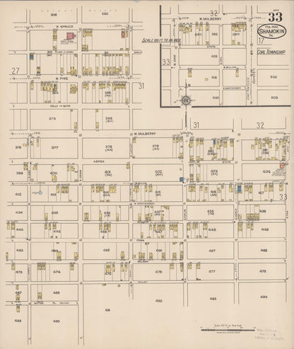 Sanborn Fire Insurance Map from Shamokin, Northumberland County, Pennsylvania (1922), Sheet #0033 - Complete Map Set gallery image, historic Sanborn map, vintage wall art, Pennsylvania Pennsylvania