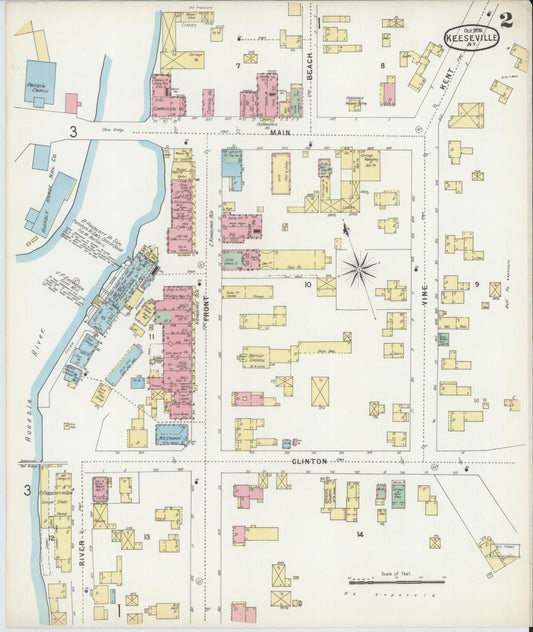 Sanborn Fire Insurance Map from Keeseville, Essex County, New York (1896), Sheet #0002 - Historic Sanborn Fire Insurance Map Print, vintage old map wall art, antique decor, genealogy gift, New York New York map