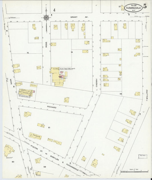 Sanborn Fire Insurance Map from Farmingdale, Nassau County, New York (1910), Sheet #0005 - Historic Sanborn Fire Insurance Map Print, vintage old map wall art, antique decor, genealogy gift, New York New York map